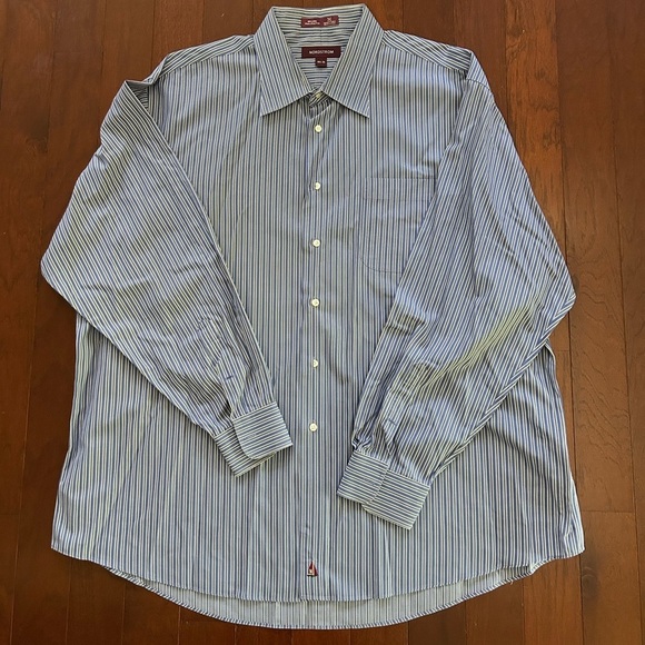 Ralph Lauren Classic Fit Shirt Mens Blue Stripe Long Sleeve Button 17-1/2 34/35 - Picture 6 of 6